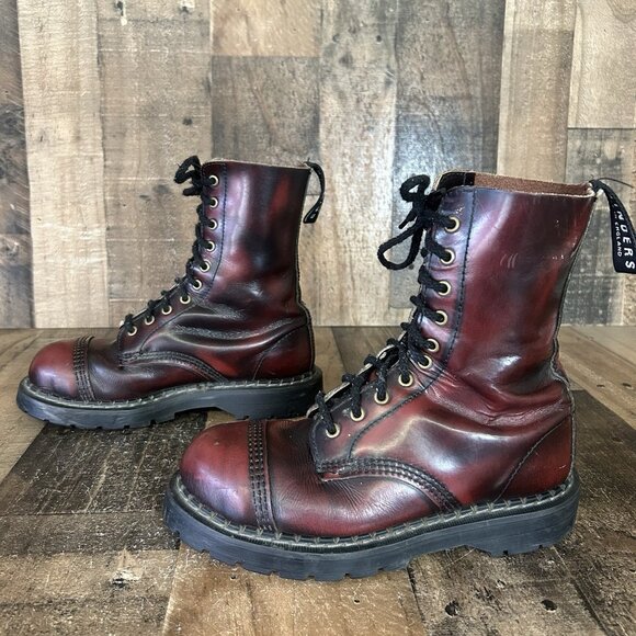 Grinders Vintage Steel Toe Black Cherry Work Boots Mens UK 5 US 6 - Picture 9 of 12